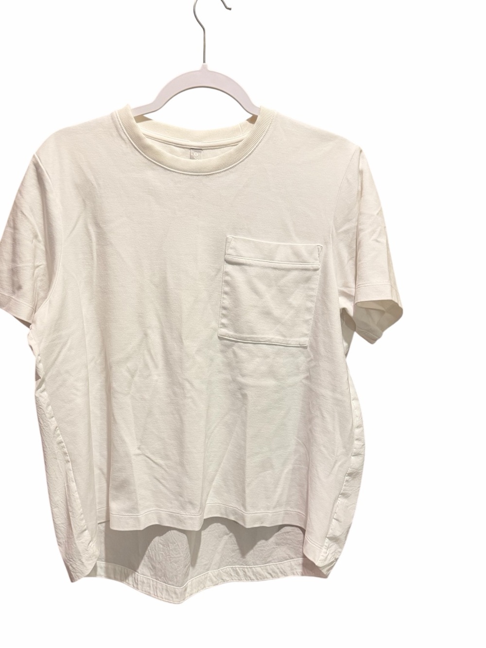 Athleta White High Front , Low Back 
White T Shirt
T ZE